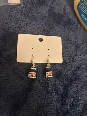 Nutella Jar Dangle Earrings - Brown & White Novelty Earrings